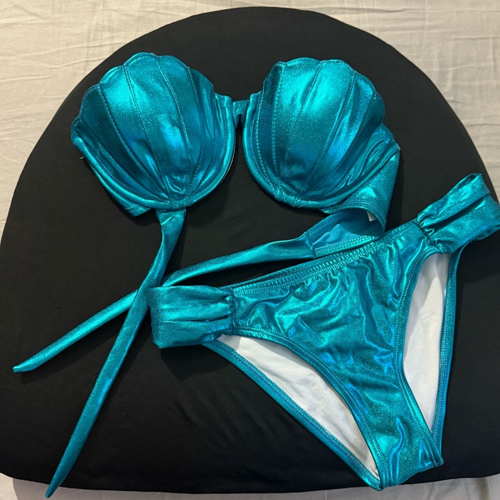 Metallic Teal Shell Bikini Set
